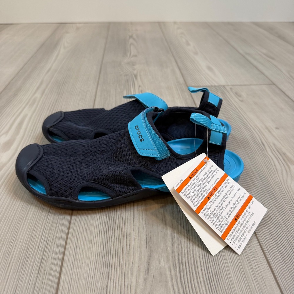 Crocs Swiftwater Mesh Sandal W Navy Light Blue 204597-410 Womens 10 New
